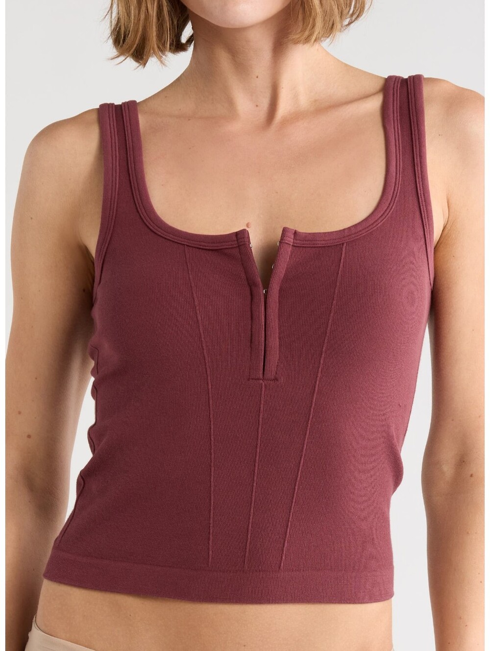 Free People Square-Neck Tank Top - Burgundy